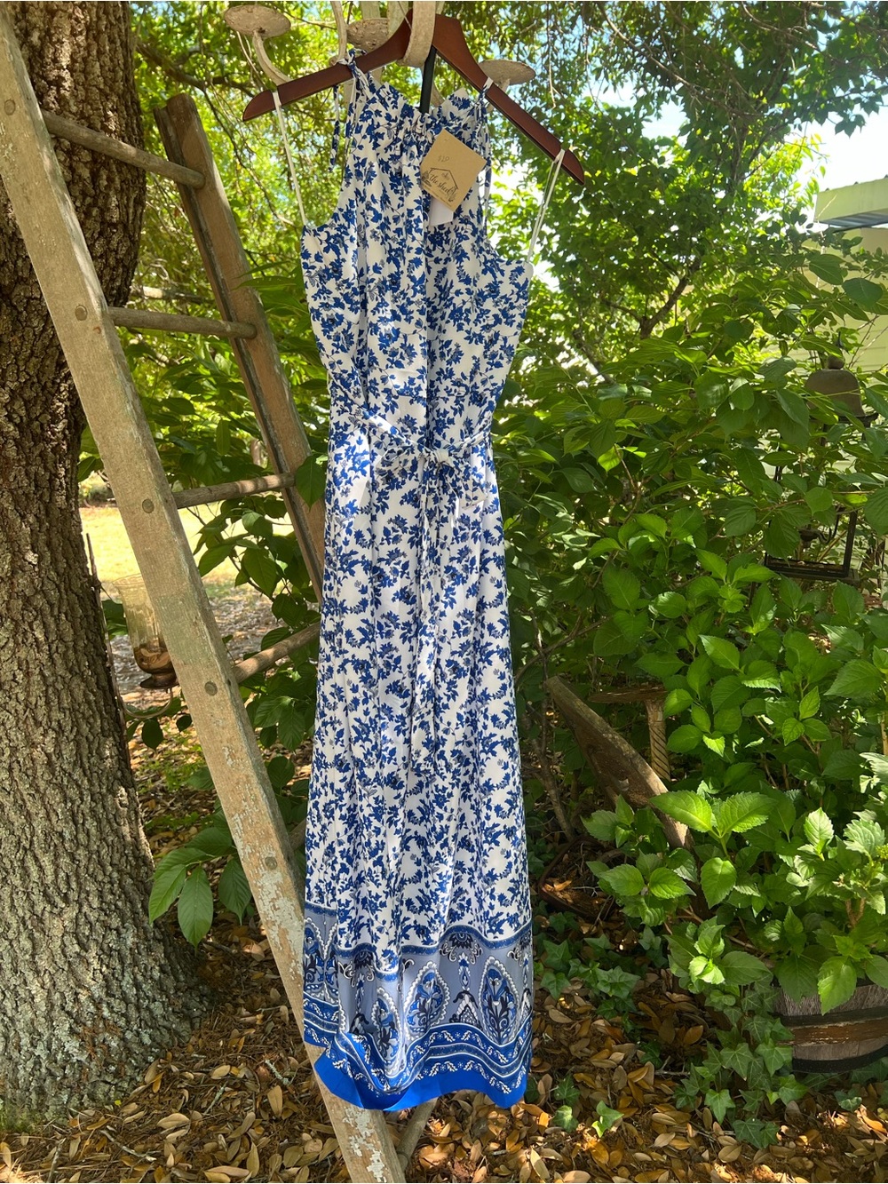 Sugarlips Blue and White Floral Maxi Dress